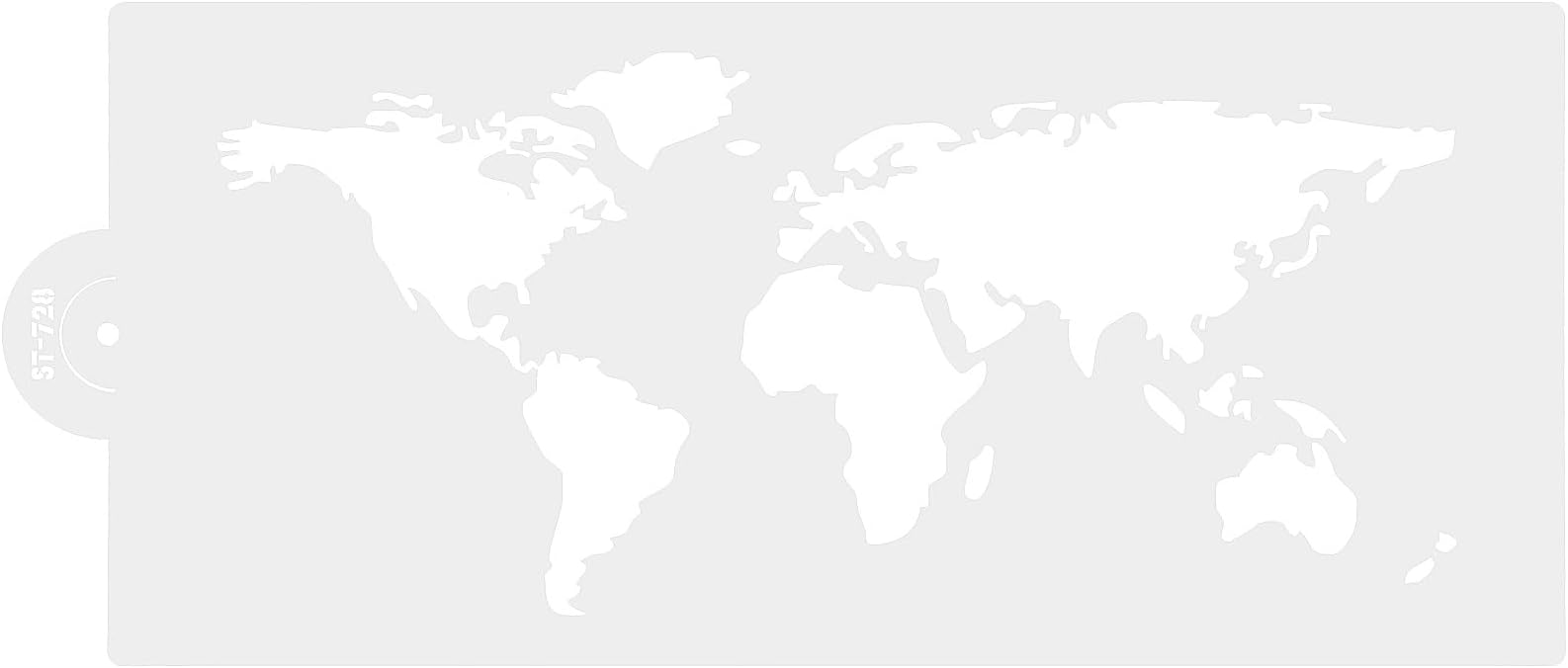 Operitacx World Map Cake Stencil Cake Decoration Template Wedding Cake Molds Cookie Dessert Decorating Stencil for Cake Decor (13.7x6.2 inch)