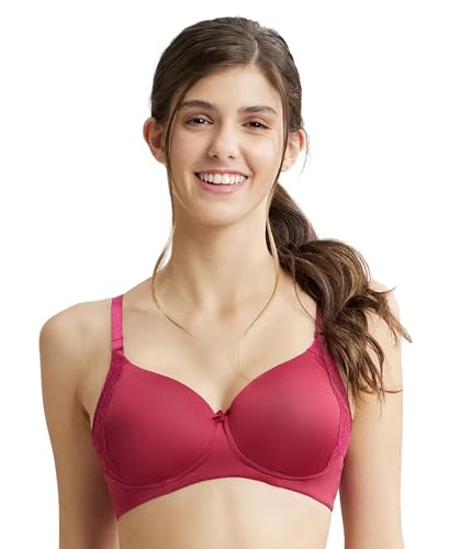 Image of Jockey 1816 Women Wirefree Padded Soft Touch Microfiber Elastane Stretch Full Coverage T-Shirt Bra with Lace Styling
