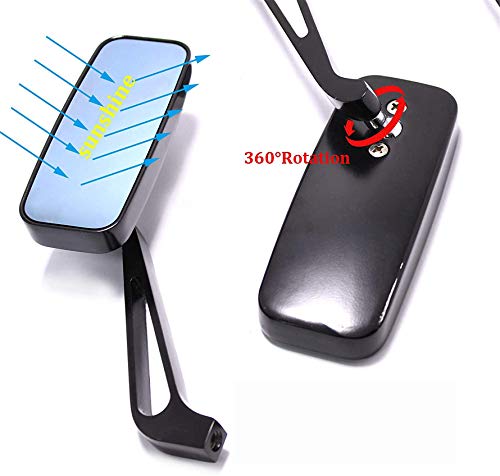 Image of munirater Black Motorcycle Aluminum Side Mirrors Replacement for Dyna /Iron 883