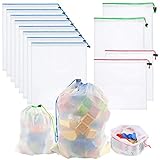 Toy Storage & Organization Mesh Bags Set of 12(8 Large 2 Medium 2 Small)，Washable Reusable...