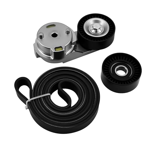 GLOCRORET 90K-39269 Serpentine Belt Tensioner & Idler Pulley Kit Fits 2007-2011 Jeep Wrangler 3.8L V6, Replace 38018 39269 6PK2285
