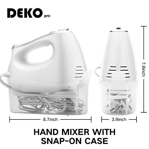 image for DEKOPRO Hand Mixer Electric Power 5-Speed with Snap-On Storage Case,4 