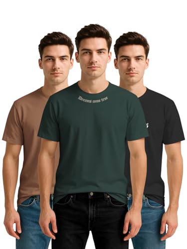 Image of BULLMER Trendy Printed Round Neck Half Sleeve Tshirt for Men | Mens Crew Neck Tshirt - Pack of 2