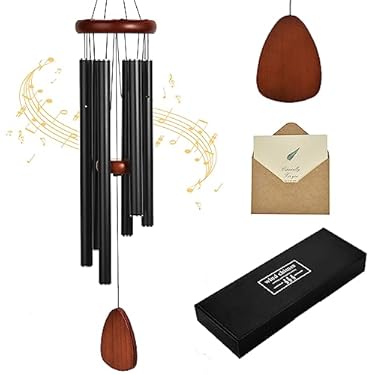 AMAZON - Large Wind Chimes for Outside Deep Tone: 37″ Wooden Sympathy Windchimes Outdoor Aluminium Memorial Wind Chime for Home Decor Garden Patio Mother Father Sympathy Windchime Gifts, Black