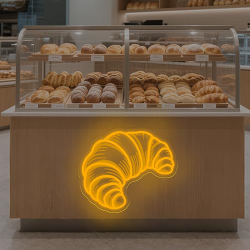Image of Croissants Neon Sign Bread Bakery Neon Lights Croissant Baking LED Light