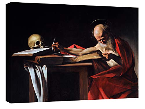 canvashop Quadri Moderni Soggiorno, Caravaggio San Girolamo 50x35 Cm, Quadro Camera da Letto, Stampe da Parete Su Tela Canvas, Arte, Famosi