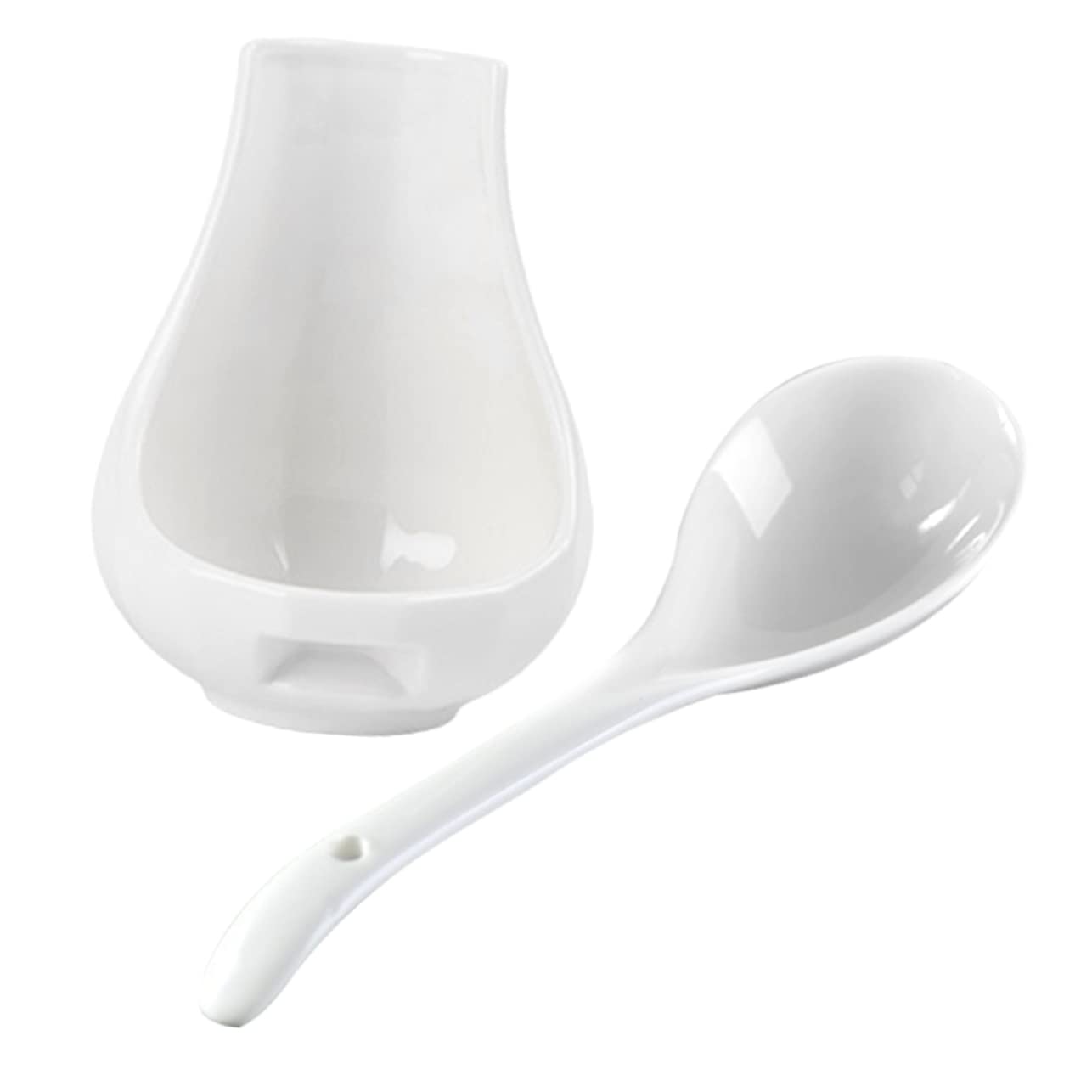 COLLBATH 1 set Bone Top Counter Organization Kit Tureen Kitchen Stand of Household Decorative Holder C Large with Vertical Rest Ladle White Home Stirring Standing Soup Handle Ladles China