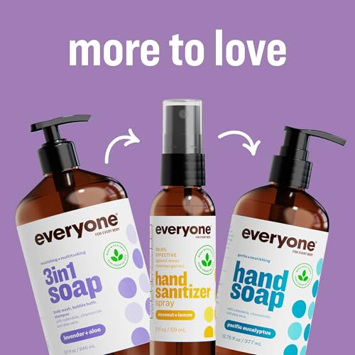 Image of Everyone 3-in-1 Soap, Body Wash, Bubble Bath, Shampoo, 32 Ounce (Pack of 2), Vanilla and Lavender, made with Essential Oils for Men and Women | Sulfate-free | essential oils | body wash + shampoo + bubble bath | men & women | bulk 2-pack | vanilla lavender