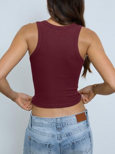 Image of EasyGala Womens Cotton Ribbed Crop Tank Tops High Neck Sleeveless Basic Shirts Racerback Slim Fitted Summer Clothes 2026