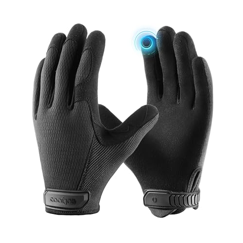 COOLJOB-Touchscreen-Utility-Work-Gloves-for-Men-Breathable-Cooling-Gloves-for-Camping-Hiking-Running-Outside-Ultra-Soft-Lightweight-and-Snug-Fitting-Gloves-for-Truck-Driver-or-Postman-Black-Large