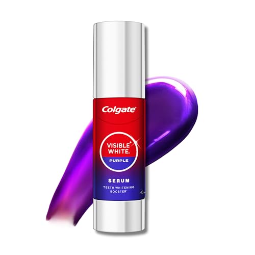 Colgate Visible White Purple Teeth Whitening Serum, 40ml – Mint & Yuzu Flavour, Instant Brightening Purple Serum for Whiter Smiles