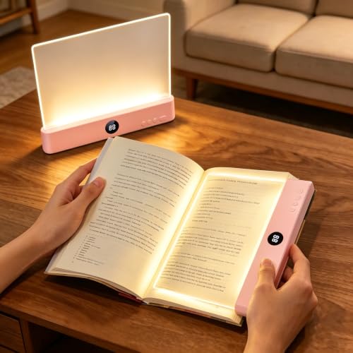 Choudao LED Book Light & Night Light 2 in 1 Flat Reading Light Pink