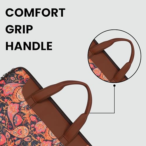 Image of Futopia Stylish Printed Jute Laptop Sleeve Bag 15.6-16 Inch with Handle | Laptop Case Cover | Water Resistant & Shockproof | Padded Interior | Laptop, Notebooks Bag for Office, College & Travel