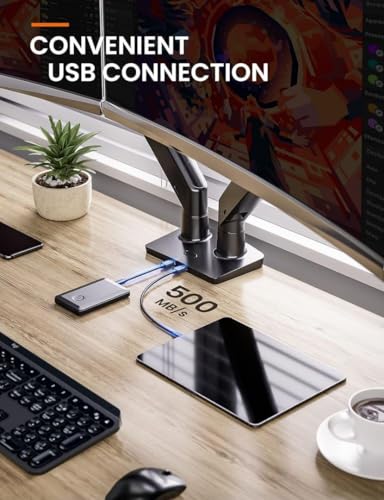 Image of ErGear Dual Monitor Desk Mount up to 40 inches Screens, Max 26.4lbs Capacity Each, Heavy Duty Ultrawide Monitor Arm with USB Ports, Height Adjustable Monitor Stand, VESA 75x75mm or 100x100mm, Black