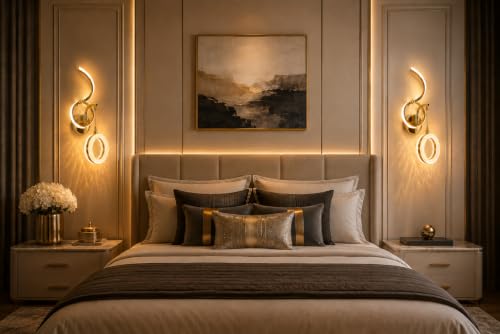 Image of FILLISKA Luxurious LED Wall Lamp for Home with Adjustable Colour Changing Function (1 Year Warranty)(French Gold-1063)