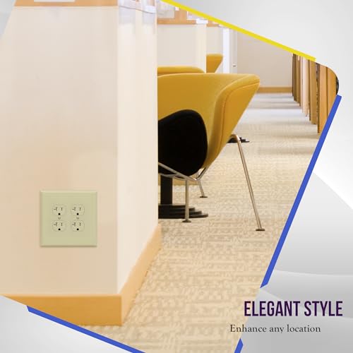 Image of ENERLITES Double Duplex Receptacle Cover, Two Gang Outlet Wall Plate, Oversized 2-Gang 5.5 inch x 5.5 inch, Unbreakable Polycarbonate Thermoplastic, UL Listed, 8822O-I, Ivory