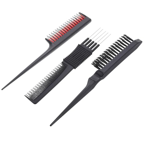 OSALADI Set 3 Pettini per Cotonare e Pettine a Coda di Topo in Plastica Leggera, Styling Chioma Versatile per Donne e Uomini, Uso Domestico e Salone, Acconciature per Occasioni Speciali