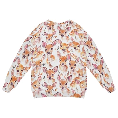 JUNZAN Cute Deer White Little Girls Hooded Sweatshirt Crewneck Boys Sweat Shirt Party 4T2