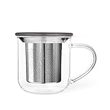 Minima Eva Glastasse mit Teesieb und Porzellandeckel, 380ml, grau: Fassungsvermögen: 0.4l
