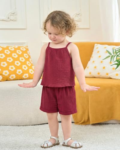 Image of Weebaby Toddler Girl Clothes Baby Summer Outfits Sleeveless Halter Top Ruffle Short Set Cute Kids Clothes Girls