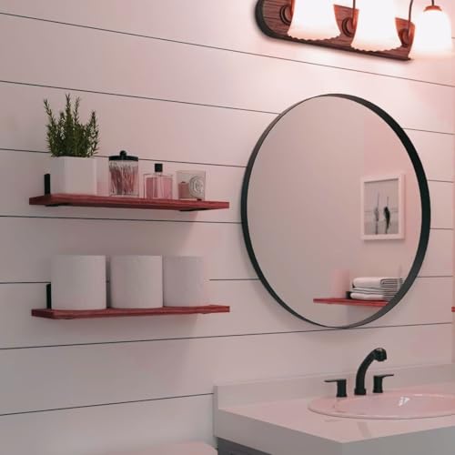 Image of Dime Store Engineered Wood Floating Wall Shelves for Storage Organizer, Shelf for Bedroom Bathroom Storage Shelves, Kitchen Spice Rack Book Shelves for Living Room (Brown, Set of 2)
