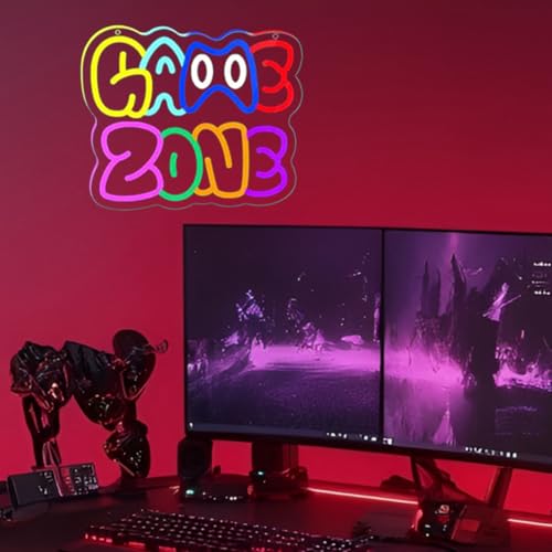Image of LED Game Sign Game Zone Neon Signs Gaming Room Wall Art Decor Man Cave Lights Signs Gamer Home Bedroom Decoration USB Powered Brightness Adjustable