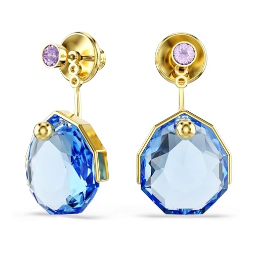 Image of Swarovski Gema earring jackets, Blue, Gold topcoat