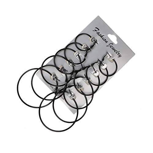 KOFUN Earrings, 6 Pairs/Set Hoop Earrings Women Jewelry Circle Black White Charm Simple Black