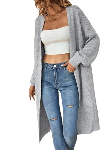 Womens Cardigan Drop Shoulder Ribbed Knit Cardigan Casual