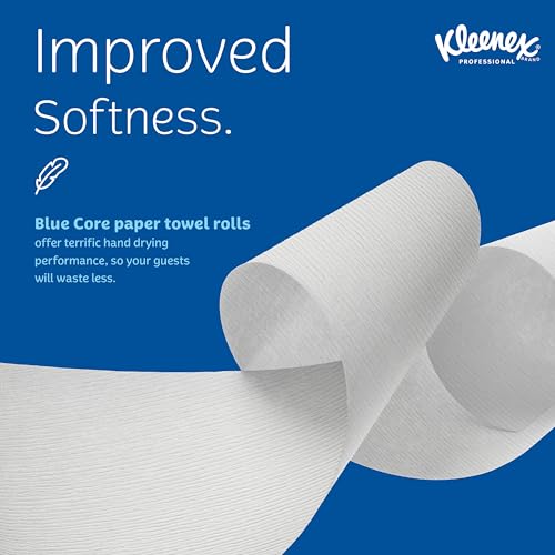Image of Kimberly Clark Professional Hard Roll Paper Towels (25637) with Premium Absorbency Pockets, White, for Dispenser (Blue-Core), 700' /Roll, 6 Rolls /Case, 4,200' /Case