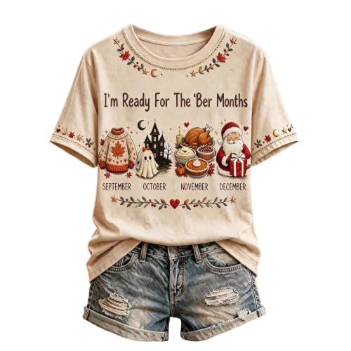 Womens Halloween Shirts Vintage I'm Ready for the BER Months Print Shirt - image 1