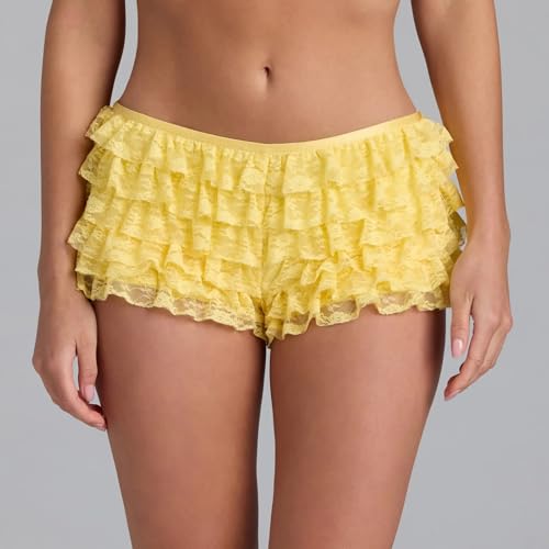 Image of Women Ruffle Bloomers Y2k Lace Trim Lolita Pettipants Cute Layered Frill Pumpkin Bottom Shorts Sweet Booty Panties