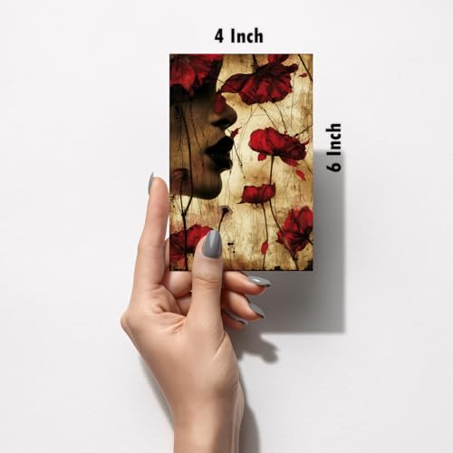 Image of SiddArtify Red - Gold Floral Women Portraits Art Print Set - Set of 2-4x6 Inch - Board (Pack of 6) - Sticker (Pack of 6) Wall Room Decoration art Poster Prints