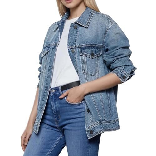 Veste jean femme noire fluide à col chemise pour un style urbain décontracté