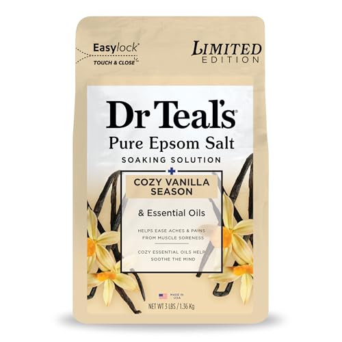 Dr-Teals-Epsom-Salt-Magnesium-Soak-Limited-Edition-Cozy-Vanilla-Season-3lbs Dr Teal's Epsom Salt Magnesium Soak, Limited Edition Cozy Vanilla Season, 3lbs - Image 1