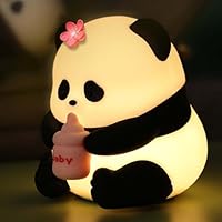 XXMANX Cute Panda Night Light,3 Level Dimmable LED Squishy Night Lamp, Nursery Nightlight for Room Decor, Cute Gifts Stuff for Boys Girls Baby Children (Flower Panda)