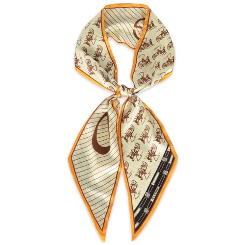 EXTREE Satin Scarf Mulberry Silk Printed Head Wrap Hair Band 7"" x 59"" A079