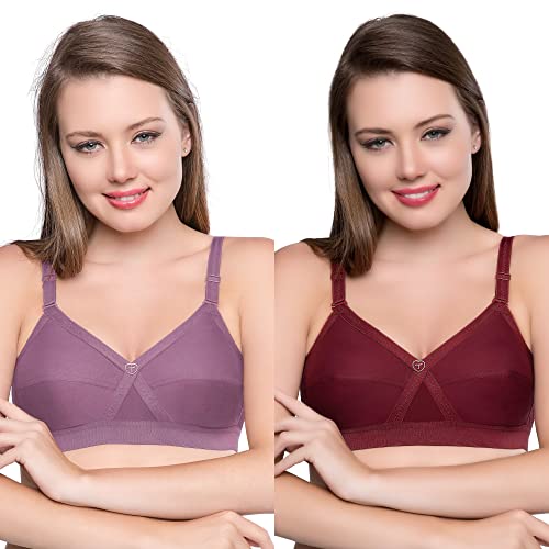 Image of TRYLO KPL Women's Cotton Non-Padded Bra Black /Black Currant /Butter SCOT /Coral /MARUN /Rasberry /Rose Gold /Nude /Sapphire /Skin /White 30 to 40 Available Cups C to I