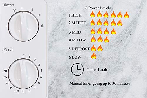 Smad Microwave Ovens 700W 17L, Small White Microwave with 6 Power Levels, Manual Control, Function Defrost, Easy Clean, SMAD-70 DMD - Image 3
