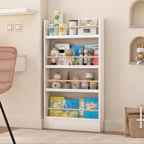 Bücherregal Kinder, Wandregal mit 4 Ablagen, 80x10x120cm Kinderregal für Bücher Spielzeug, Hängeregal Dekoregal, Lagerung Bücherregal Rack Wand Spielzimmer für Kinder und Erwachsene Weiß Bücherregal Kinder, Wandregal mit 4 Ablagen, 80x10x120cm Kinderregal für Bücher Spielzeug, Hängeregal Dekoregal, Lagerung Bücherregal Rack Wand Spielzimmer für Kinder und Erwachsene Weiß