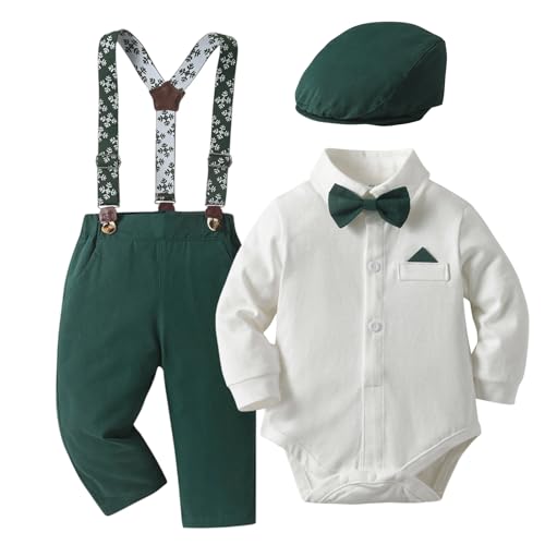 Fohuanky Combinaison Noël Bébé Garçon - Ensemble Petit Gentleman avec Nœud Papillon, Bretelles...