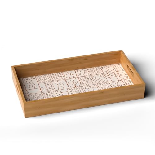 Image of Lifelong Premium Handcrafted Wooden Tray for Serving(16x10inch) Tray Set for Decoration | Kitchen & Dining Organizer | Premium MDF | Large, Medium, Small Multipurpose Tray | Enamel Coated Waterproof