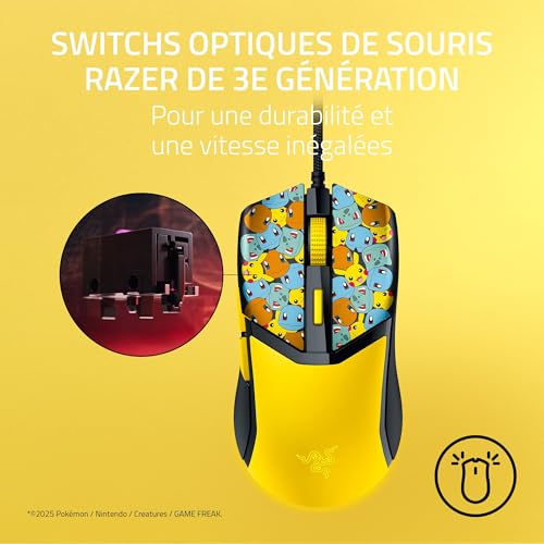 Razer Cobra Pokémon Edition de Jeu Filaire légère Capteur 8500 DPI 58g commutateurs Optique 3th Gen éclairage Chroma Underglow dégradé câble Speedflex | Pokémon Kanto - vue 3