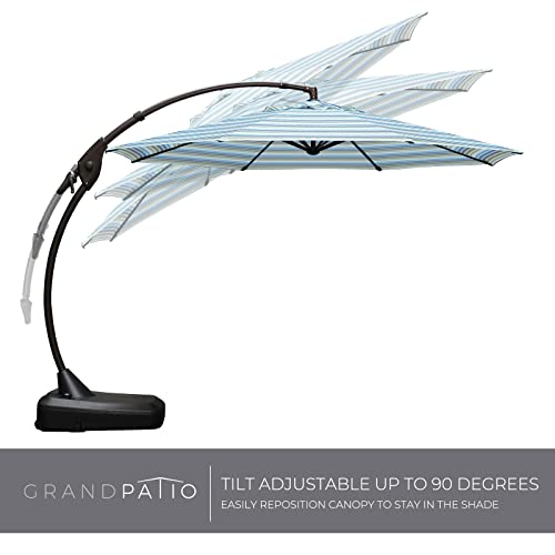 Image of Grand patio 11FT Cantilever Round Umbrella with Base, Stripes