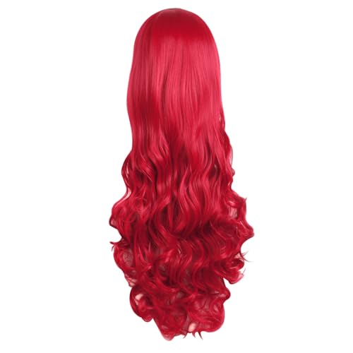 Image of MapofBeauty 32 Inch /80 cm Long Hair Spiral Side Bangs Curly Cosplay Costume Synthetic Wig (Bright Red)