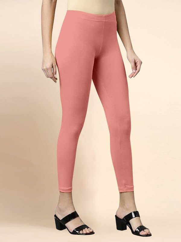 Image of TRENDMALLS Women's Microfiber Elastane Stretch Soft Cropped Leggings with Ultrasoft Waistband for Women
