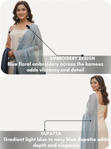 Image of Leriya Fashion Kurta Set with Dupatta for Women | Ethnic Kurti Sets for Woman Sleeveless | Round Neck Embroidery Kurta Set for Woman | Ethnic Traditional Straight Kurti Set for Daily Office Outfit