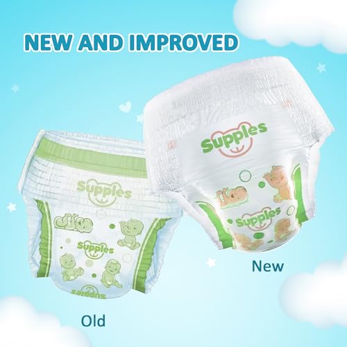 Image of Amazon Brand - Supples Premium Baby Diaper Pants | 14 Baby Diapers | Large | 9-14 Kg | 12 Hrs Absorption | Cushiony Cotton Soft Fabric | Phthalates-Free | Triple Leak Guard