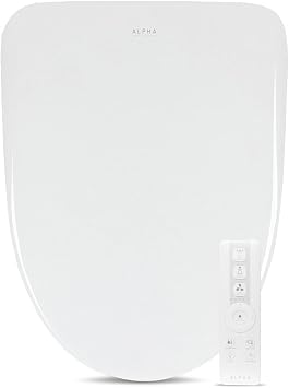 ALPHA BIDET iX Pure Bidet Toilet Seat in Round White | Ultra Low Profile | Endless Warm Water | Arced Stainless Steel Nozzle | Blue LED Nightlight | Dryer...
