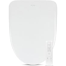 ALPHA BIDET iX Pure Bidet Toilet Seat in Elongated White | Ultra Low Profile | Endless Warm Water | Arced Stainless Steel Nozzle | Blue LED Nightlight | Dryer